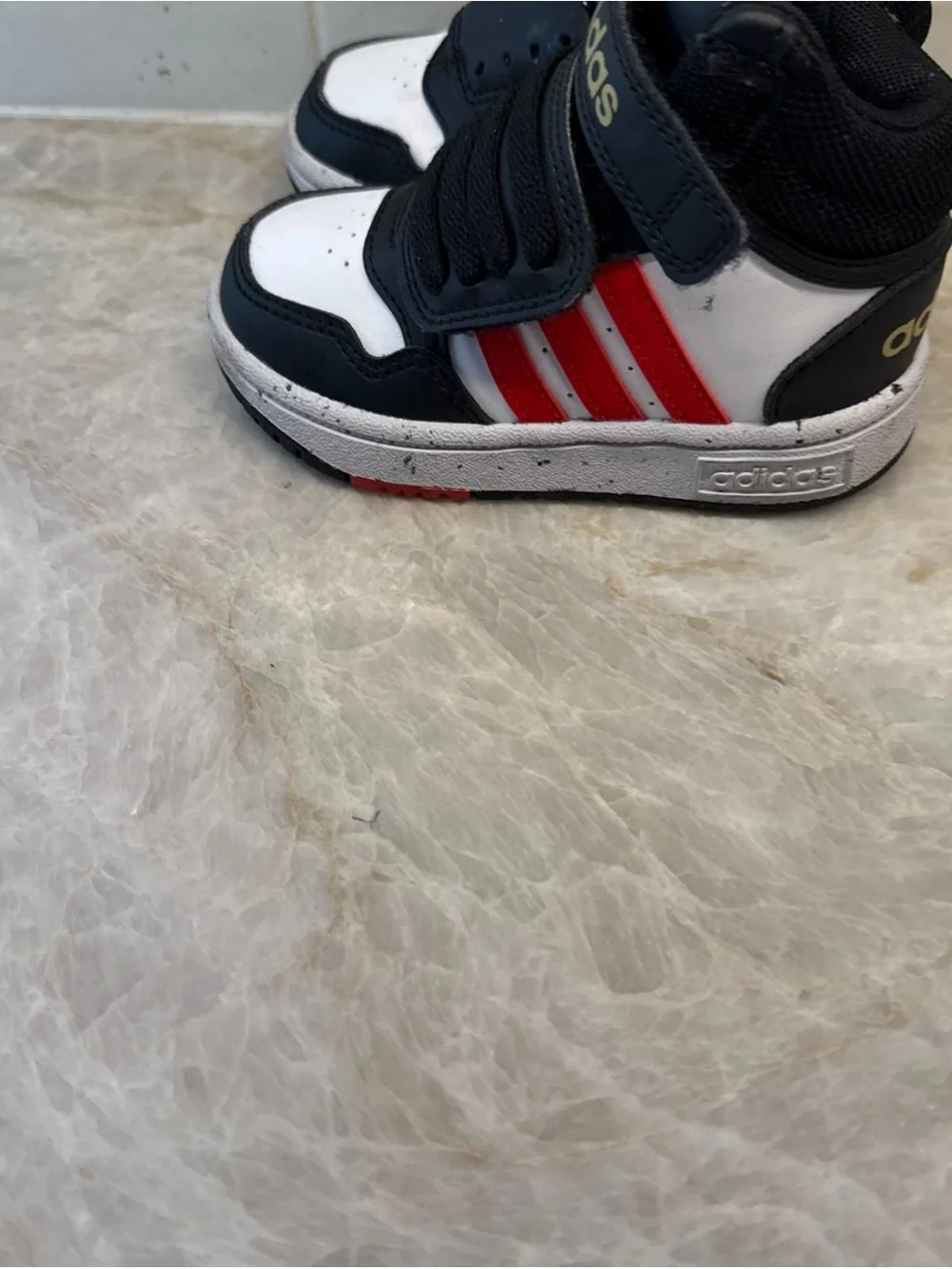 adidas Hoops 3.0 Mid Basketball Shoe Black White Unisex Toddler Size 6K